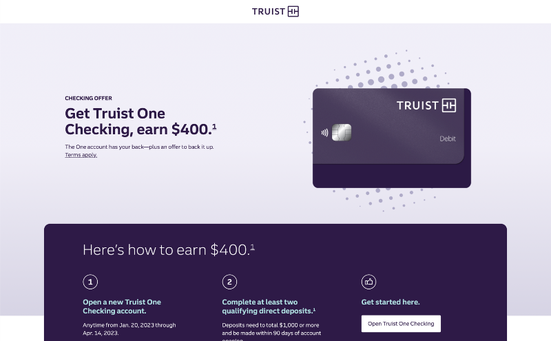 Truist Bank - $400 Checking Bonus - Profitable Content