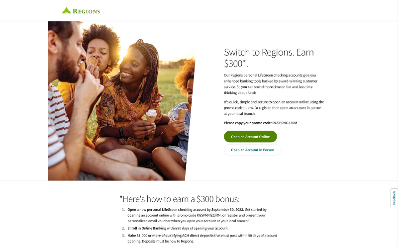 Regions Bank Bonuses